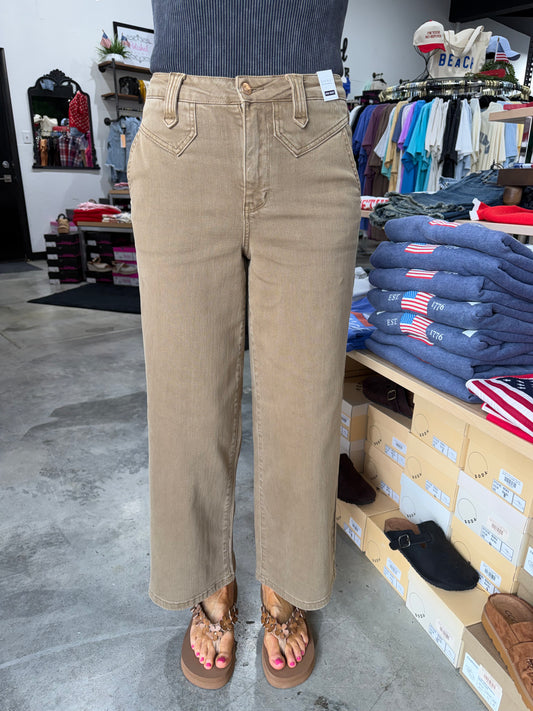 Judy Blue HW Ankle Wide w/ Vintage Front Yoke Denim Jeans