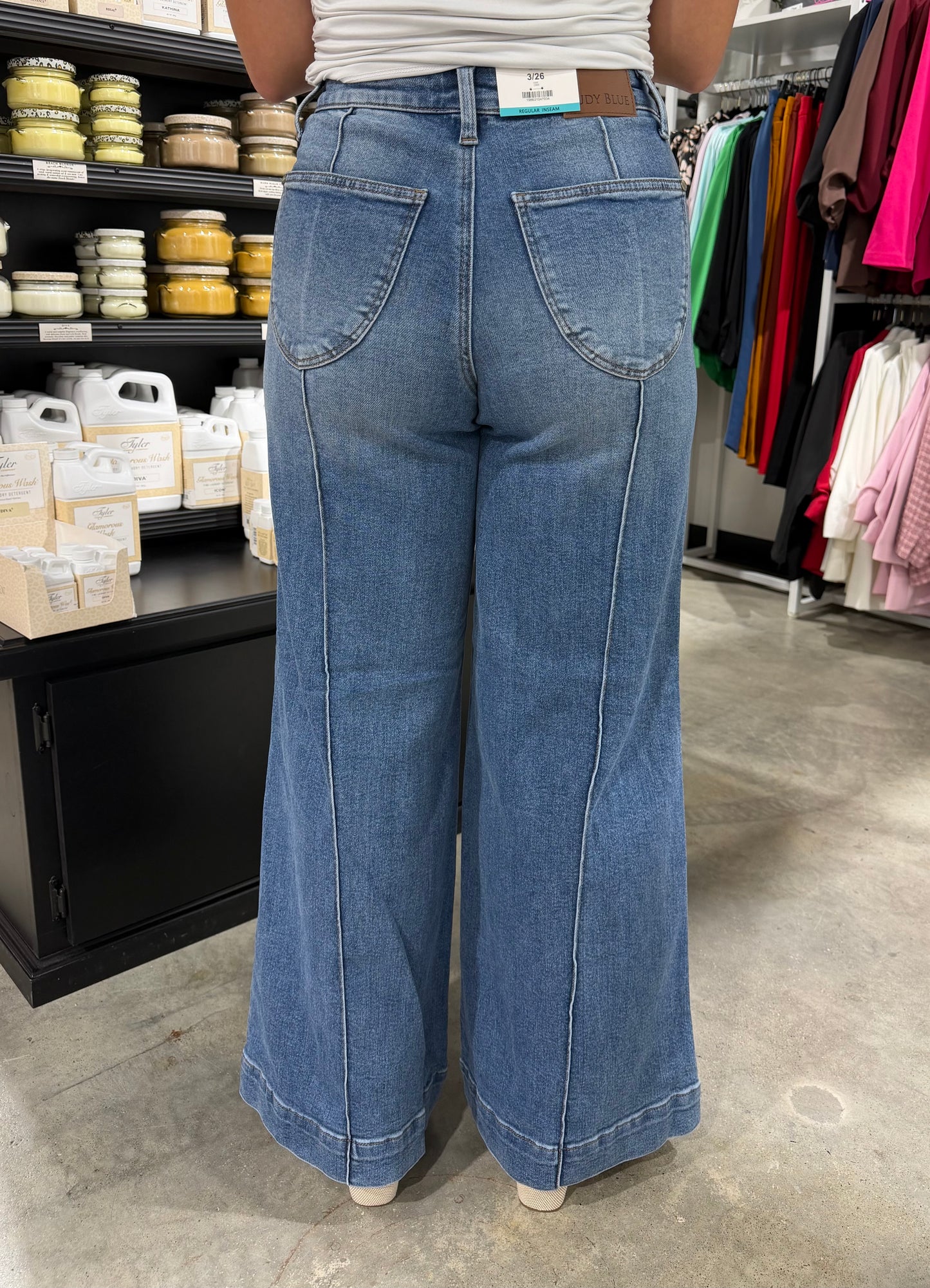 Judy Blue HW "Liza" Palazzo Classic Fade Denim Jeans