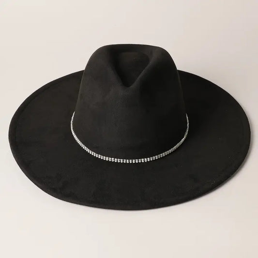 Wide Flat Brim Fedora Hat