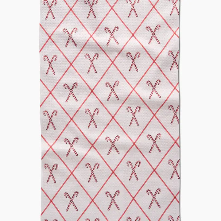 Geometry - Festive Candy Canes Tea Towel