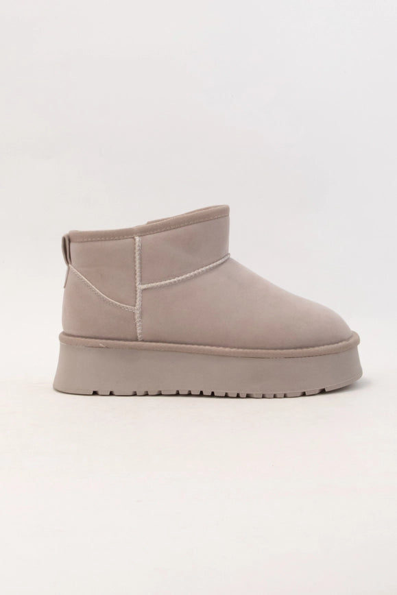 Chunky Platform Fur-Lined Mini Boots