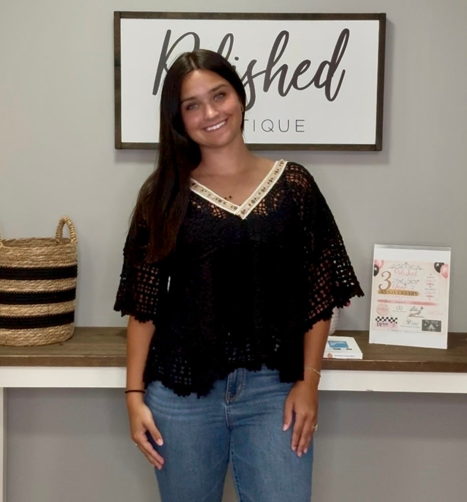 Gypsy V-Neck Crochet Top