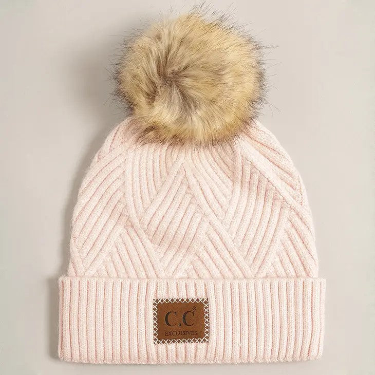 Cuff Beanie Hat With PomPom