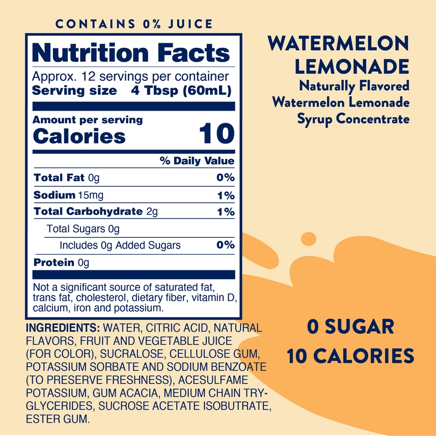 Jordan's Watermelon Lemonade Sugar Free Skinny Syrup