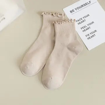 Women's Solid Ruffle Ankle Socks
