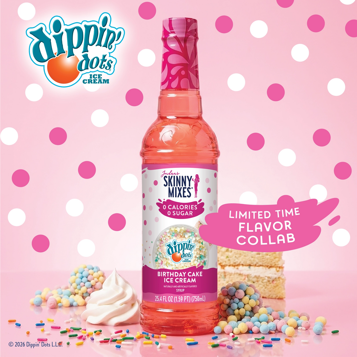 Jordan's Dippin' Dots Birthday Cake Ice Cream Sugar Free Skinny Syrup