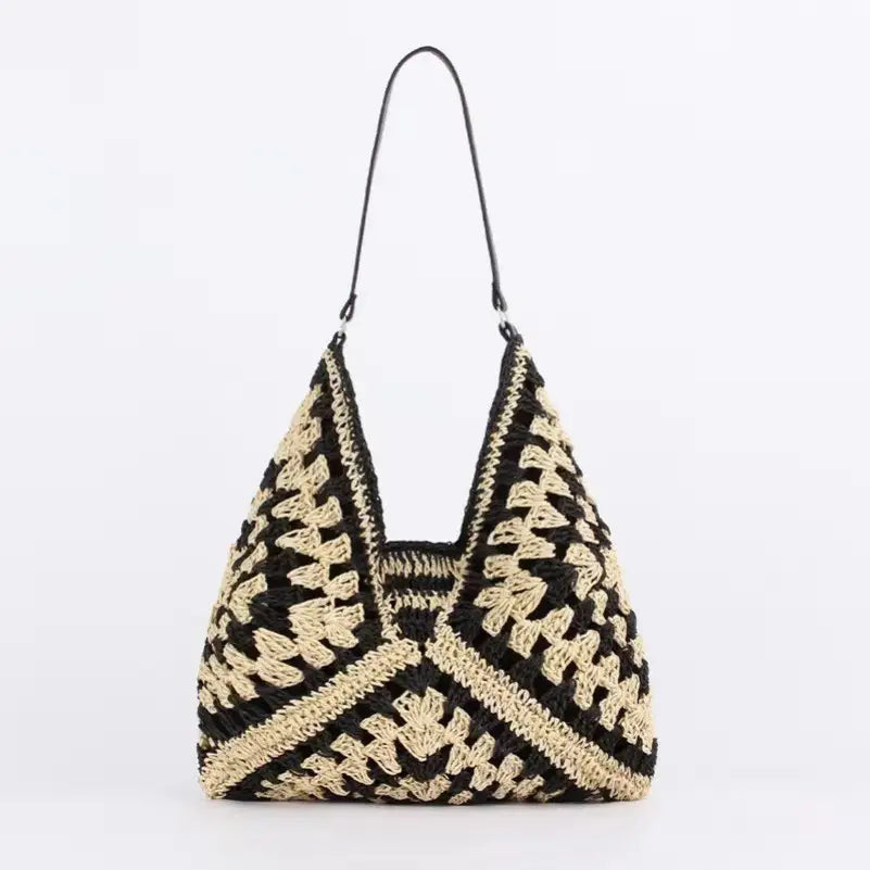 Crocket Open-Weave Boho Handbag