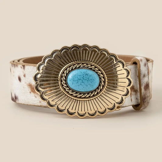 Large Western Turquoise Buckle Belt