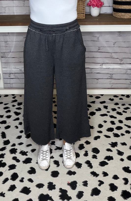 Acid Wash Fleece Cropped Sweatpants
