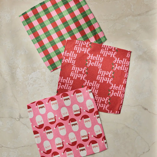 Geometry - Holly Jolly Santa Dishcloth Set