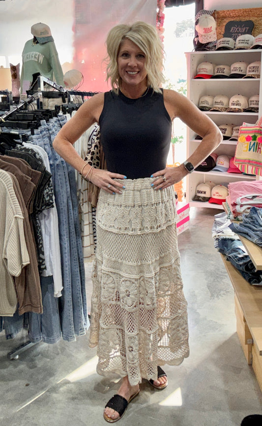 The Perfect Boho Crochet Midi Skirt