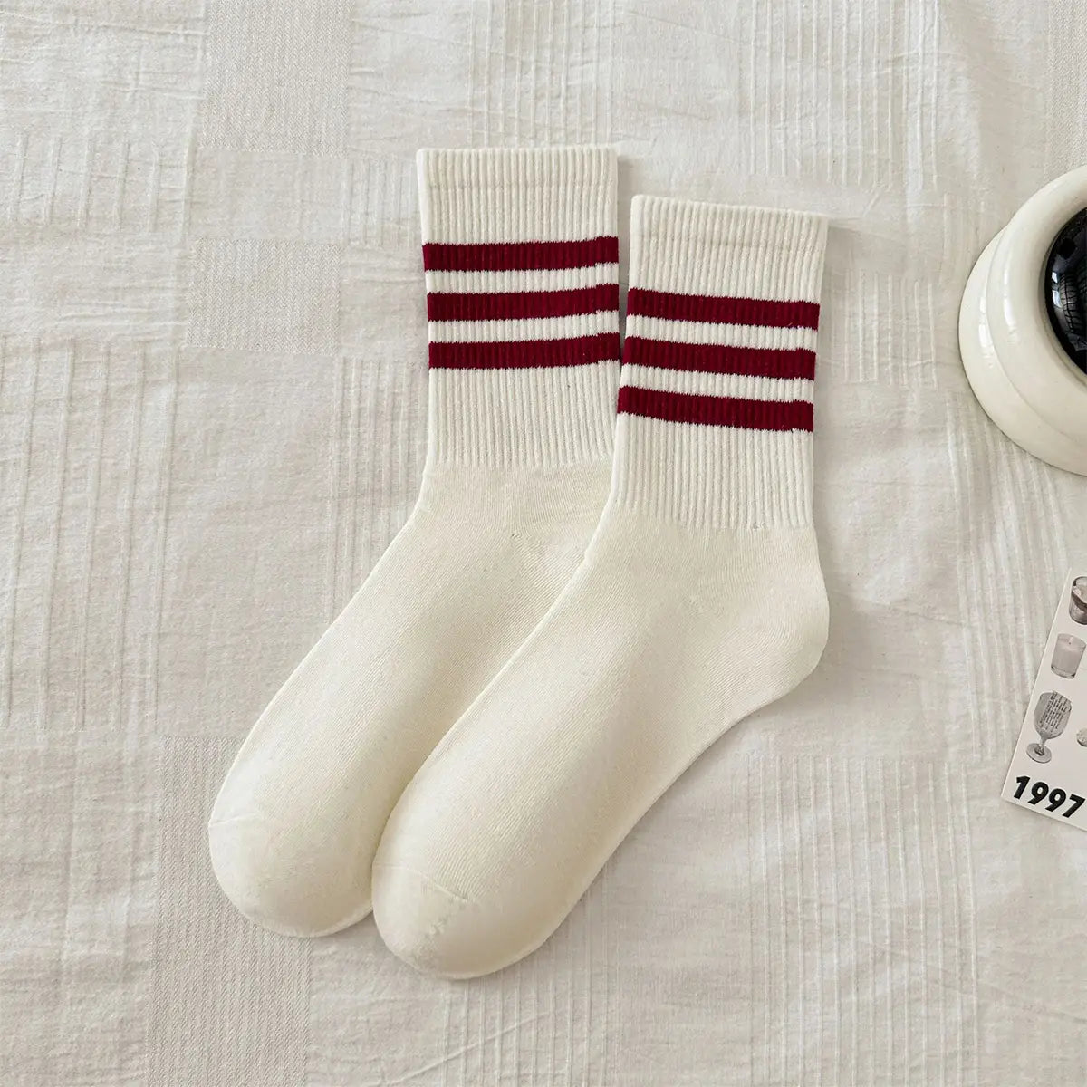 Angora Stripe Crew Socks