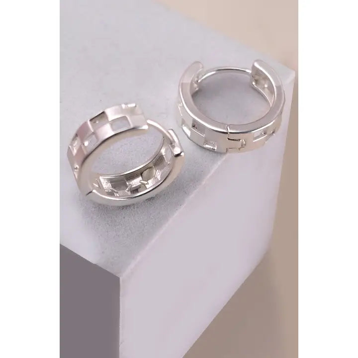 Mini Checker Hoop Earrings