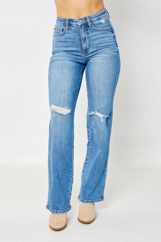 Judy Blue HW Tummy Control Destroy Knee Jeans