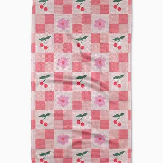 Geometry - Floral and Cherries Tea Towel