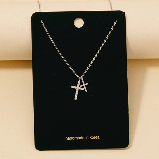Double Cross Pendant Necklace