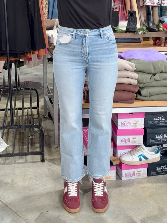 Risen Tummy Control High Rise Crop Straight Jeans