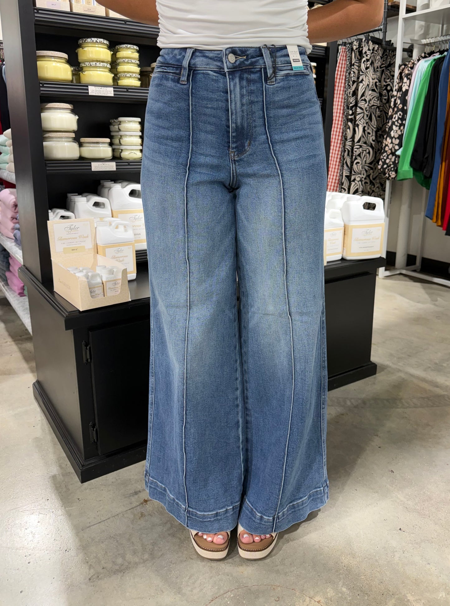 Judy Blue HW "Liza" Palazzo Classic Fade Denim Jeans