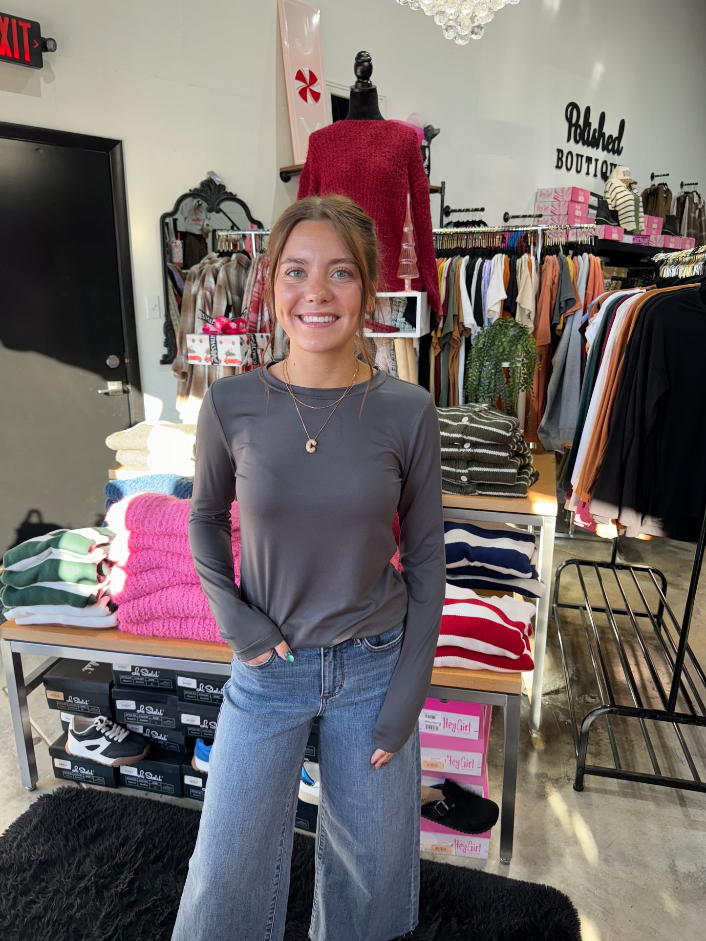 Brushed Microfiber Long Sleeve Tee