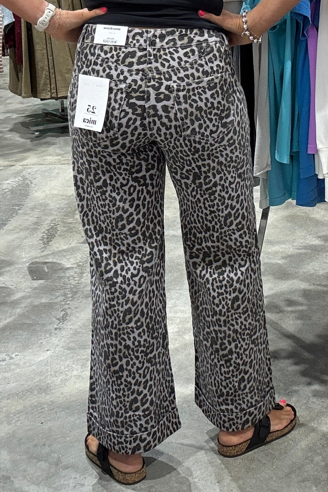 Mica High Rise Wide Cropped Cuff Leopard