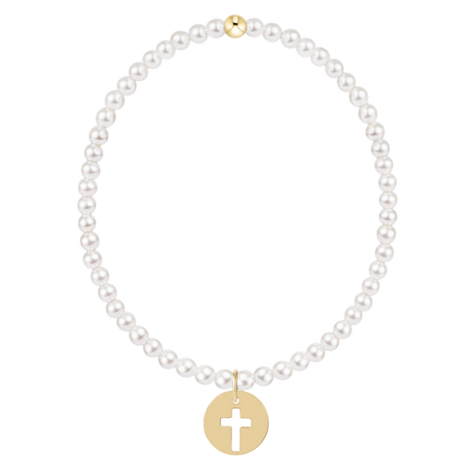 enewton egirl Classic Pearl 3mm Bracelet - Blessed Gold Disc