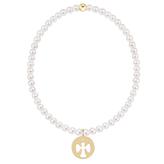 enewton egirl Classic Pearl 3mm Bracelet - Guardian Angel Gold Disc