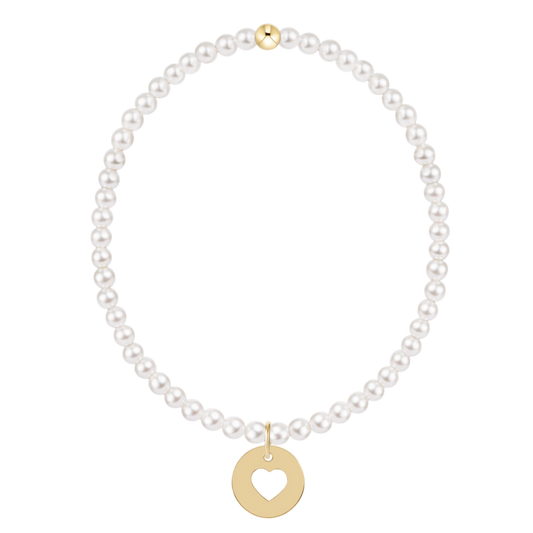 enewton egirl Classic Pearl 3mm Bracelet - Love Gold Disc