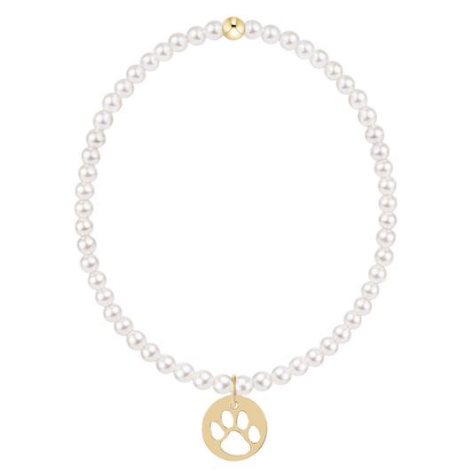 enewton Classic Pearl 3mm Bracelet - Paw Print Gold Disc