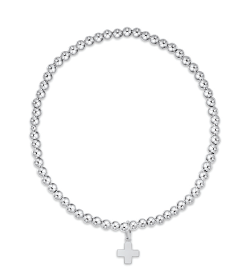 enewton Classic Sterling 3mm Bracelet - Signature Cross Sterling Charm