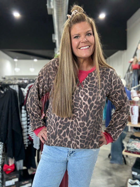The Ribbed Leopard Top