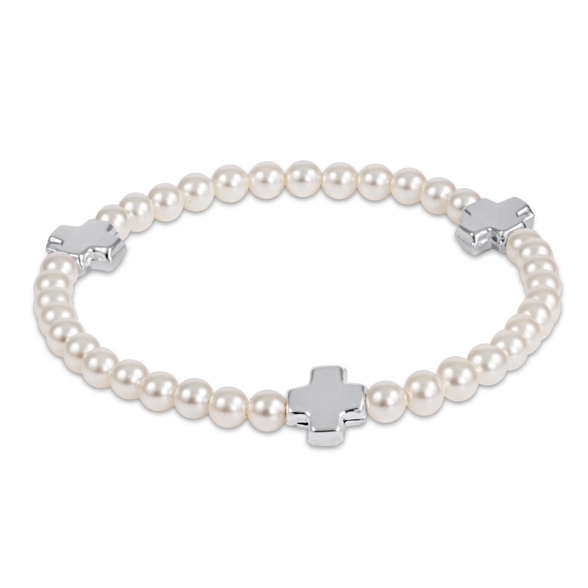 enewton Signature Cross 4mm Pearl Bracelet - Sterling