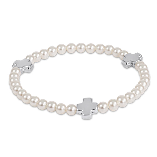 enewton Signature Cross 4mm Pearl Bracelet - Sterling