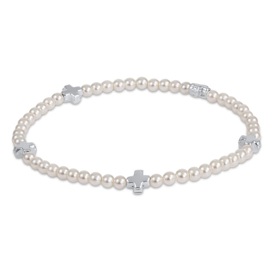 enewton Signature Cross Small 3mm Pearl Bracelet - Sterling