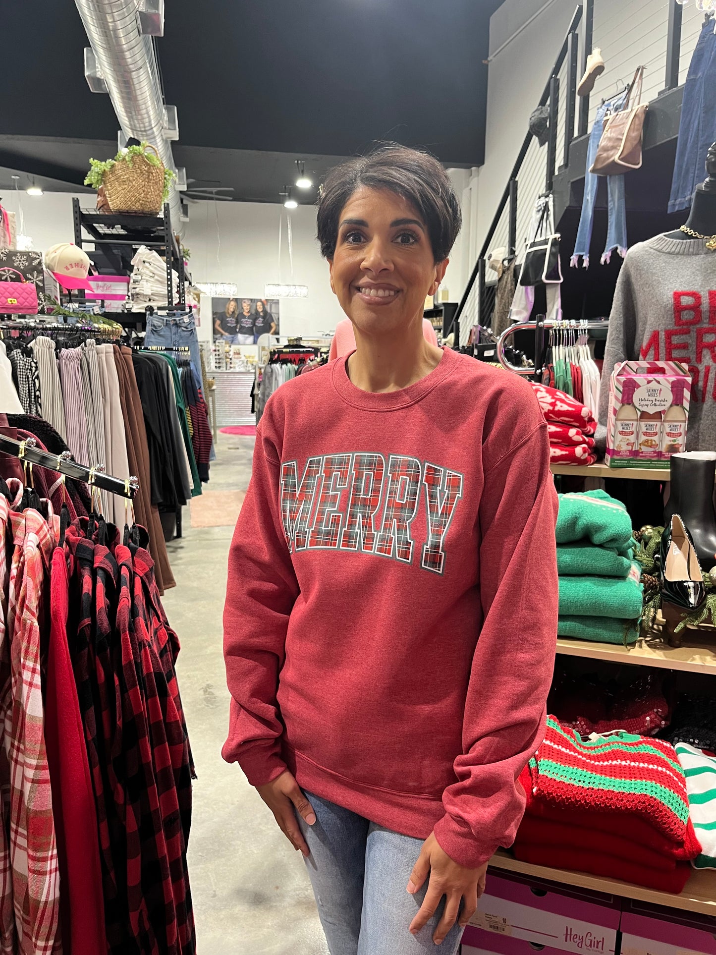 Classic Plaid Merry Graphic Sweatshirt