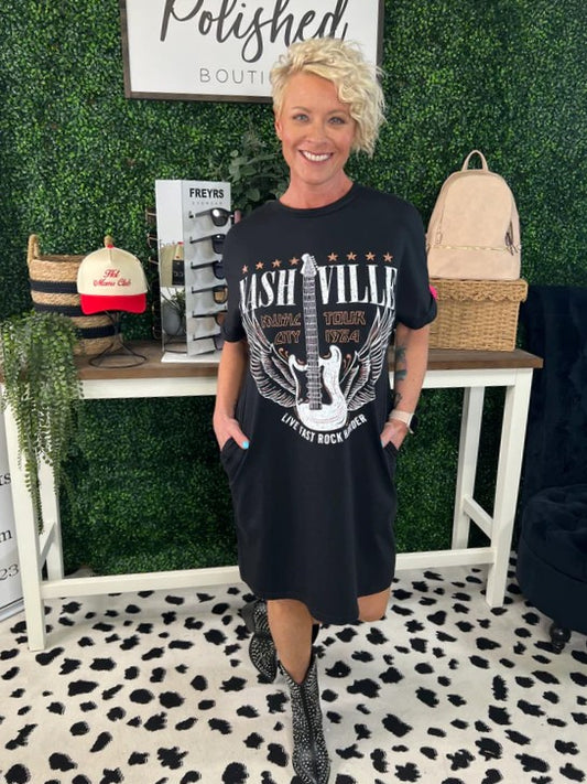 Nashville Guitar T-Shirt Mini Dress