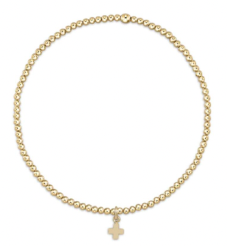 enewton egirl Classic Gold 2mm Bracelet - Signature Cross Small Gold Disc