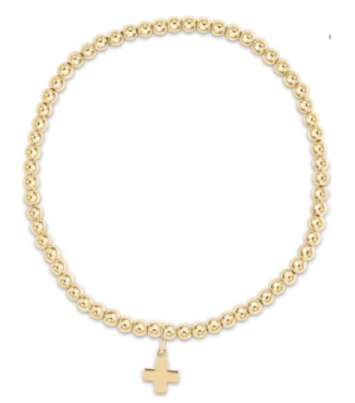 enewton egirl Classic Gold 3mm Bracelet - Signature Cross Gold Charm
