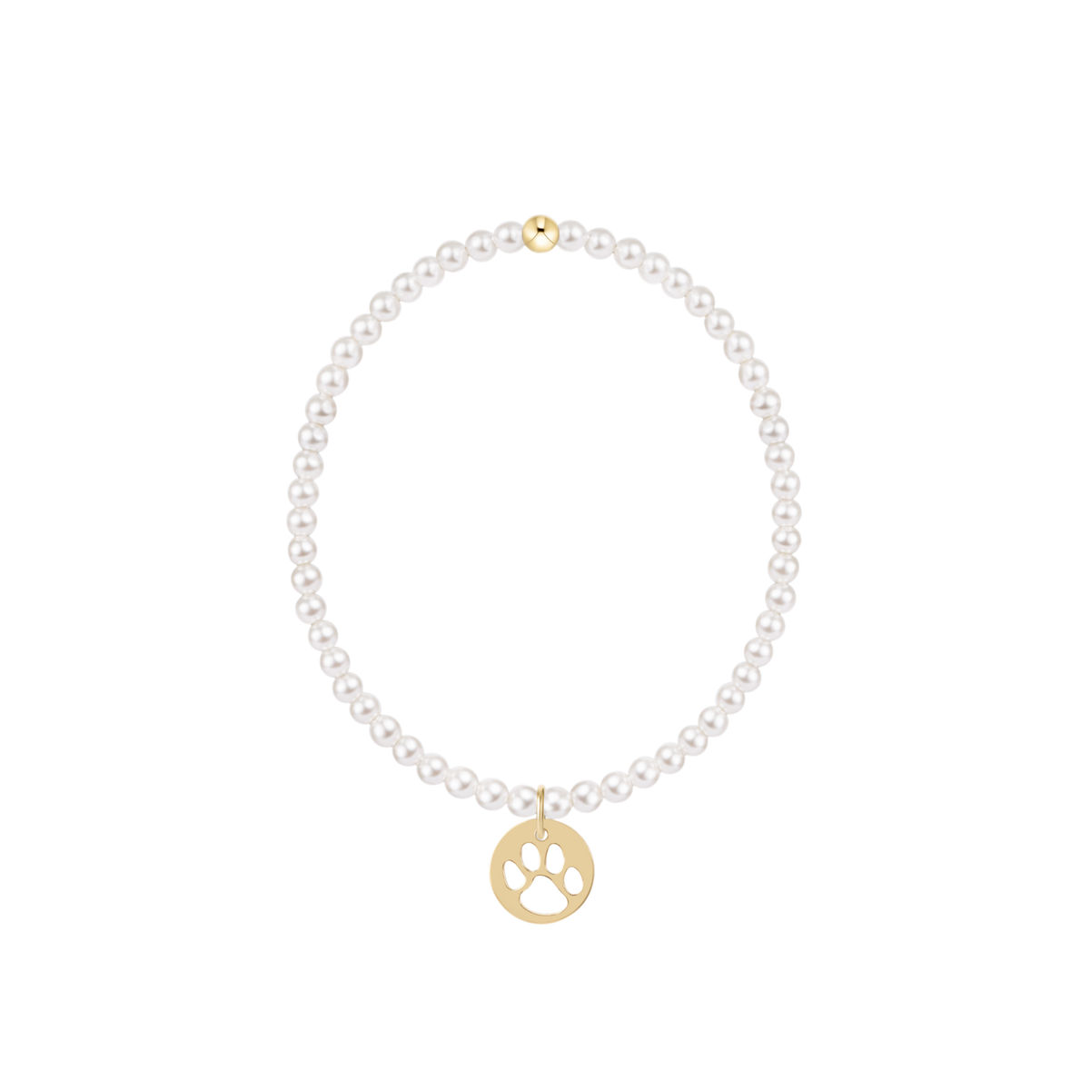 enewton egirl Classic Pearl 3mm Bracelet - Paw Print Gold Disc