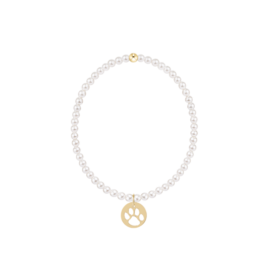 enewton egirl Classic Pearl 3mm Bracelet - Paw Print Gold Disc