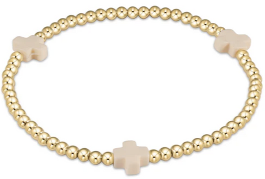 enewton egirl Signature Cross 3mm Gold Bracelet - Off White