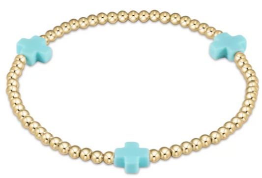 enewton egirl Signature Cross 3mm Gold Bracelet -Turquoise