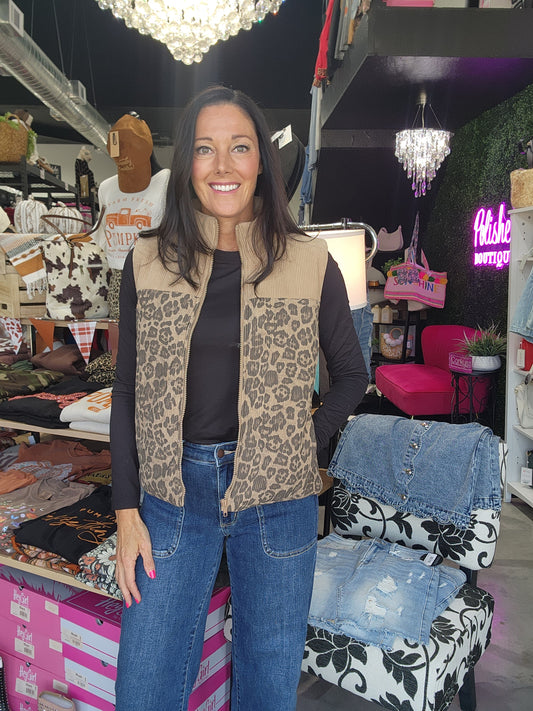 Leopard Corduroy Vest