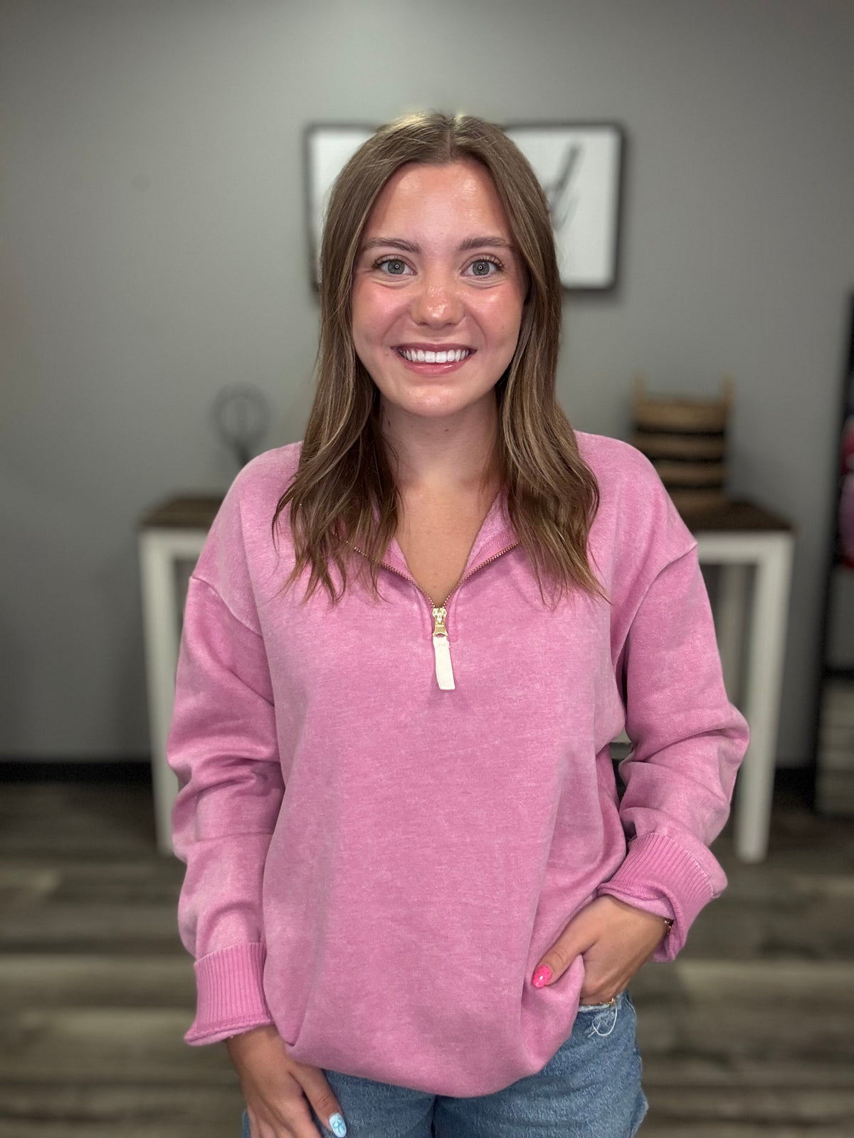 Zenana Zip Into Comfort Pullover