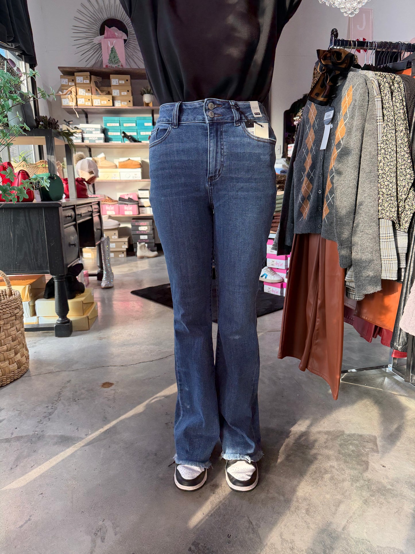 Judy Blue HW Double Button Bootcut Denim Jeans