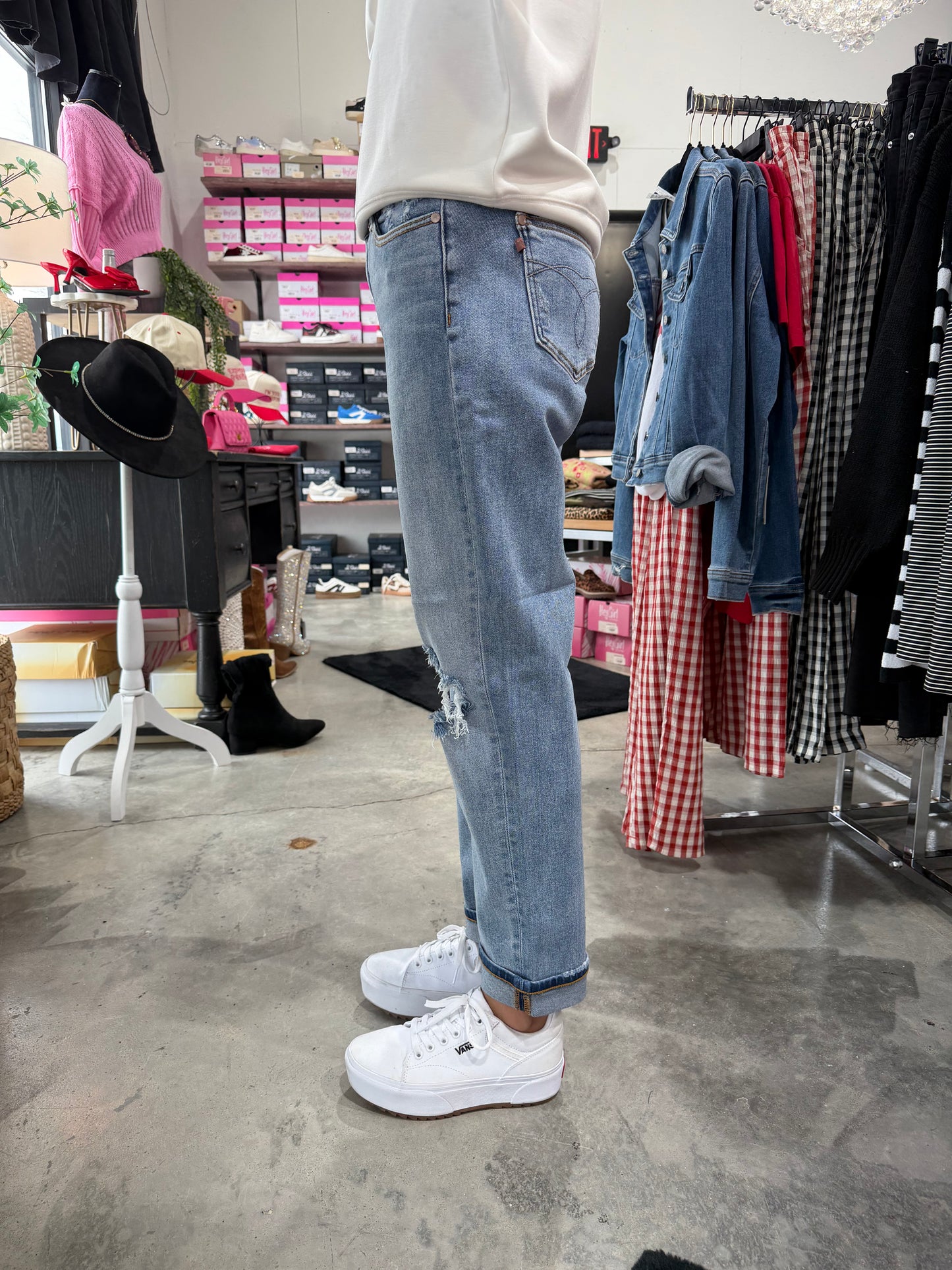 Judy Blue MR Boyfriend Destroy & Cuff Denim Jeans