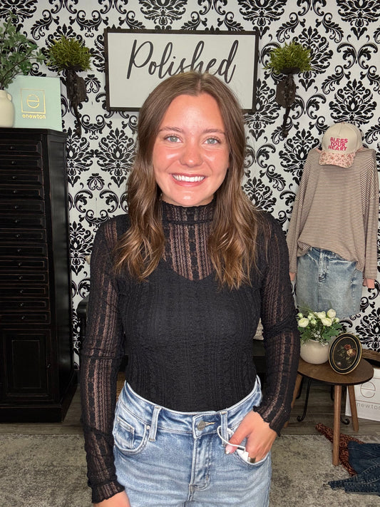 The Stripe Lace Sheer Top