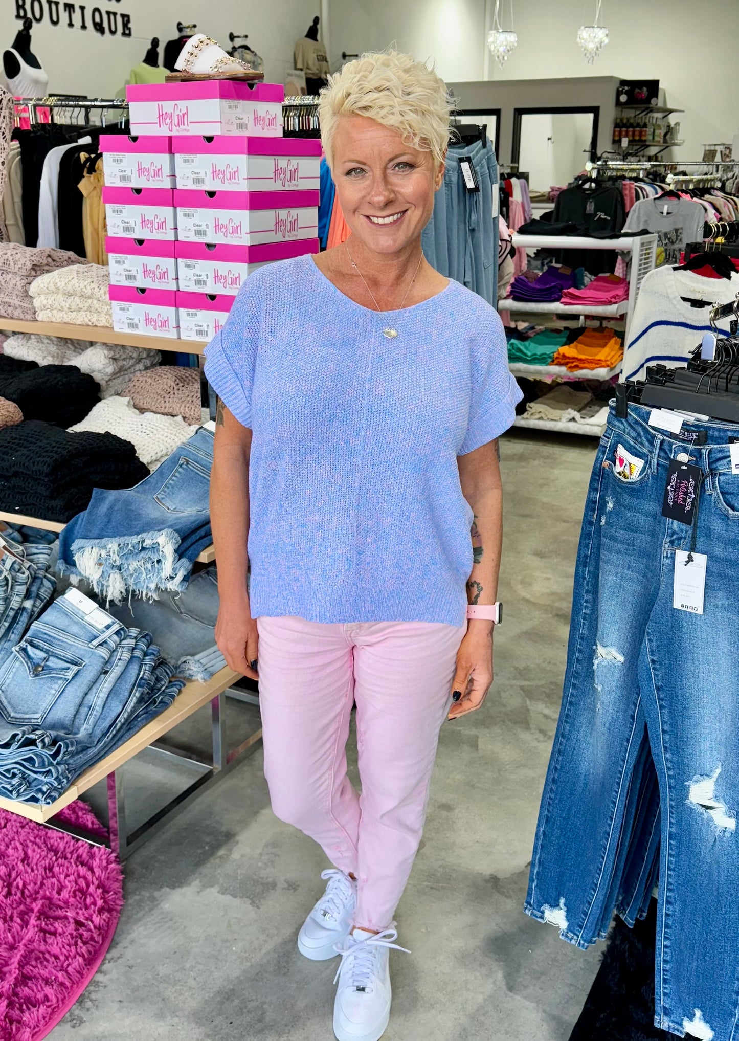 Risen Pink Acid Wash High Waist Skinny Jeans