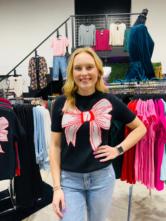 Short Sleeve Bow Sweater