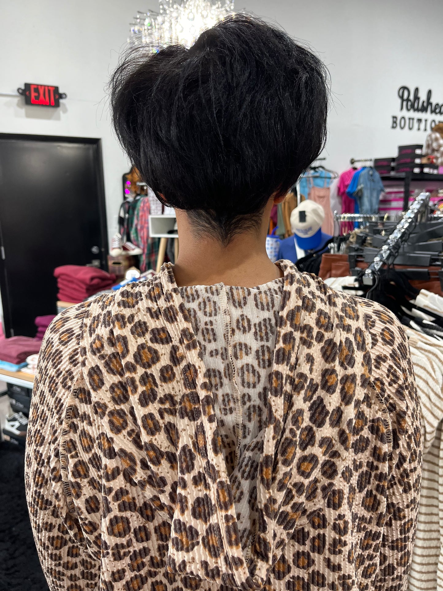 Ribbed Leopard Hoodie Top