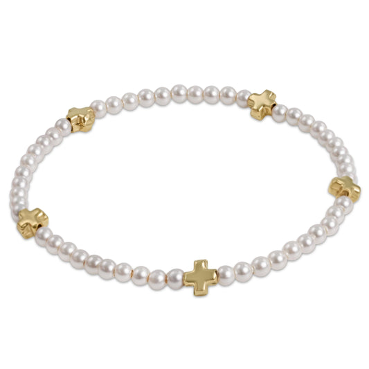 enewton egirl Signature Cross 3mm Pearl Bracelet - Gold